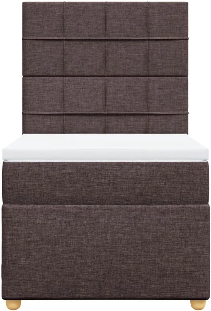 vidaXL Κρεβάτι Boxspring με Στρώμα Σκούρο Καφέ 90x200 εκ. Υφασμάτινο