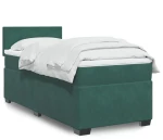 vidaXL Κρεβάτι Boxspring με Στρώμα Σκούρο Πράσινο 90x200 εκ. Βελούδινο