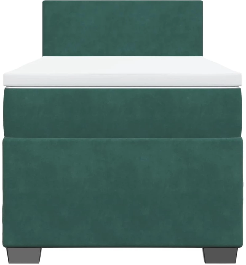 vidaXL Κρεβάτι Boxspring με Στρώμα Σκούρο Πράσινο 90x200 εκ. Βελούδινο