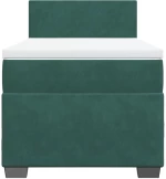 vidaXL Κρεβάτι Boxspring με Στρώμα Σκούρο Πράσινο 90x200 εκ. Βελούδινο