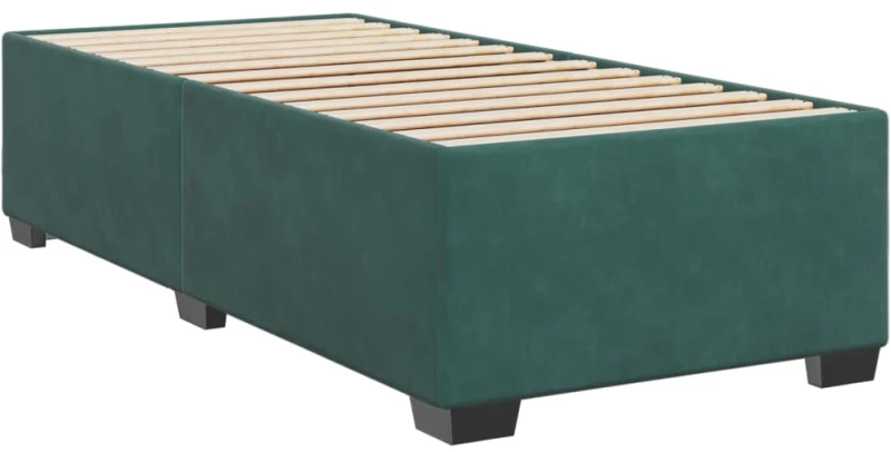 vidaXL Κρεβάτι Boxspring με Στρώμα Σκούρο Πράσινο 90x200 εκ. Βελούδινο