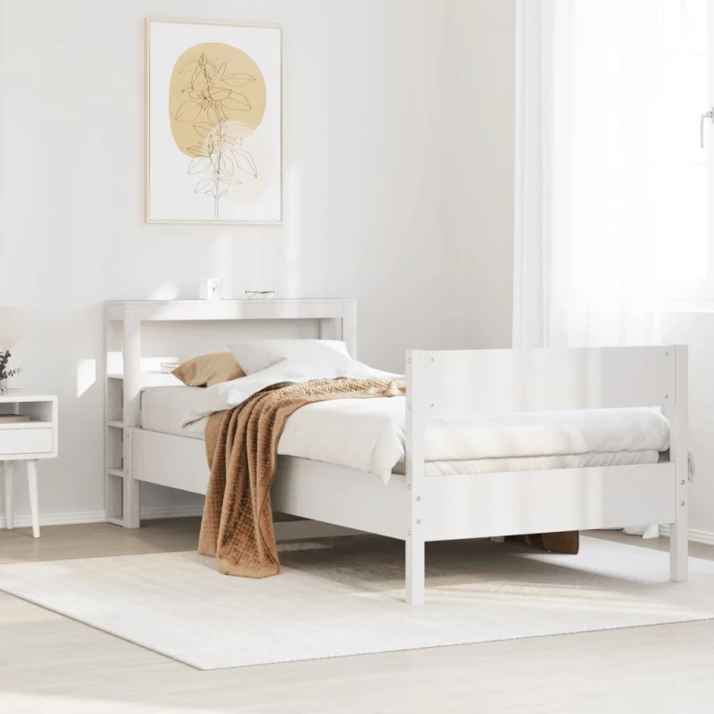 vidaXL Σκελετός Κρεβ. Χωρίς Στρώμα Λευκό 75x190 εκ Μασίφ Πεύκο