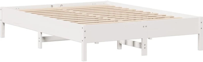 vidaXL Σκελετός Κρεβ. Χωρίς Στρώμα Λευκό 135x190 εκ Μασίφ Πεύκο