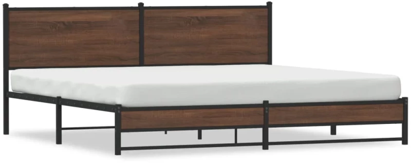 vidaXL Σκελετός Κρεβ. Χωρίς Στρώμα Καφέ Δρυς 193x203 εκ. Μεταλλικό