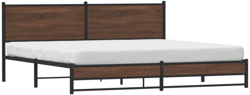 vidaXL Σκελετός Κρεβ. Χωρίς Στρώμα Καφέ Δρυς 193x203 εκ. Μεταλλικό