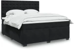 vidaXL Κρεβάτι Boxspring με Στρώμα Μαύρο 180x200 εκ. Βελούδινο