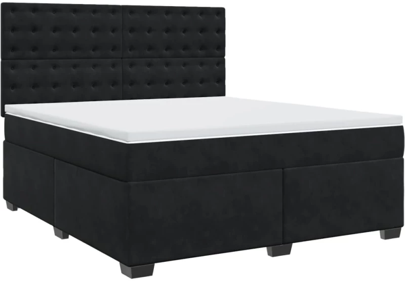 vidaXL Κρεβάτι Boxspring με Στρώμα Μαύρο 180x200 εκ. Βελούδινο