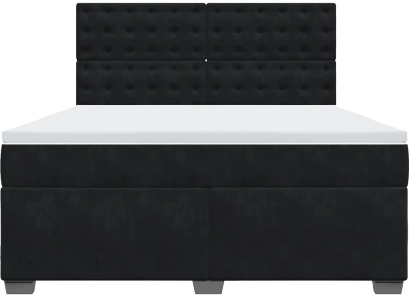vidaXL Κρεβάτι Boxspring με Στρώμα Μαύρο 180x200 εκ. Βελούδινο