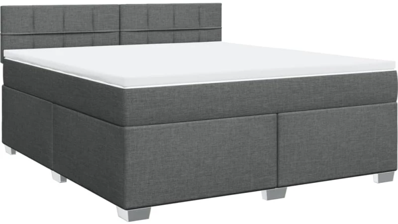vidaXL Κρεβάτι Boxspring με Στρώμα Σκούρο Γκρι 180x200 εκ Υφασμάτιν