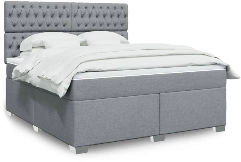 vidaXL Κρεβάτι Boxspring με Στρώμα Ανοιχτό Γκρι 180x200 εκ. Υφασμάτινο