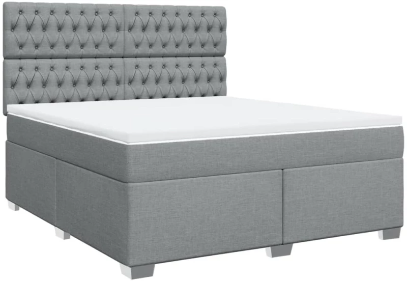 vidaXL Κρεβάτι Boxspring με Στρώμα Ανοιχτό Γκρι 180x200 εκ. Υφασμάτινο