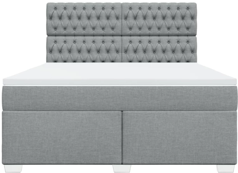 vidaXL Κρεβάτι Boxspring με Στρώμα Ανοιχτό Γκρι 180x200 εκ. Υφασμάτινο