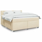 vidaXL Κρεβάτι Boxspring με Στρώμα Κρεμ 180x200 εκ. Υφασμάτινο