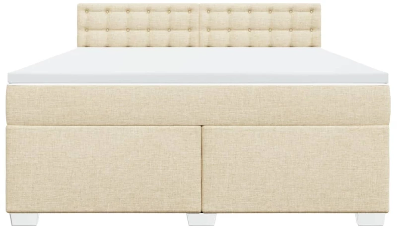 vidaXL Κρεβάτι Boxspring με Στρώμα Κρεμ 180x200 εκ. Υφασμάτινο