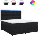 vidaXL Κρεβάτι Boxspring με Στρώμα Μαύρο 180x200 εκ. Βελούδινο