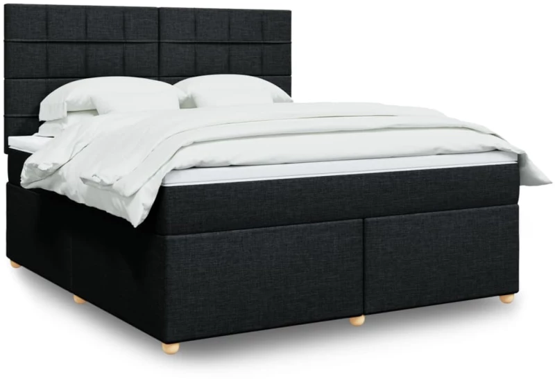 vidaXL Κρεβάτι Boxspring με Στρώμα Μαύρο 180x200 εκ. Υφασμάτινο