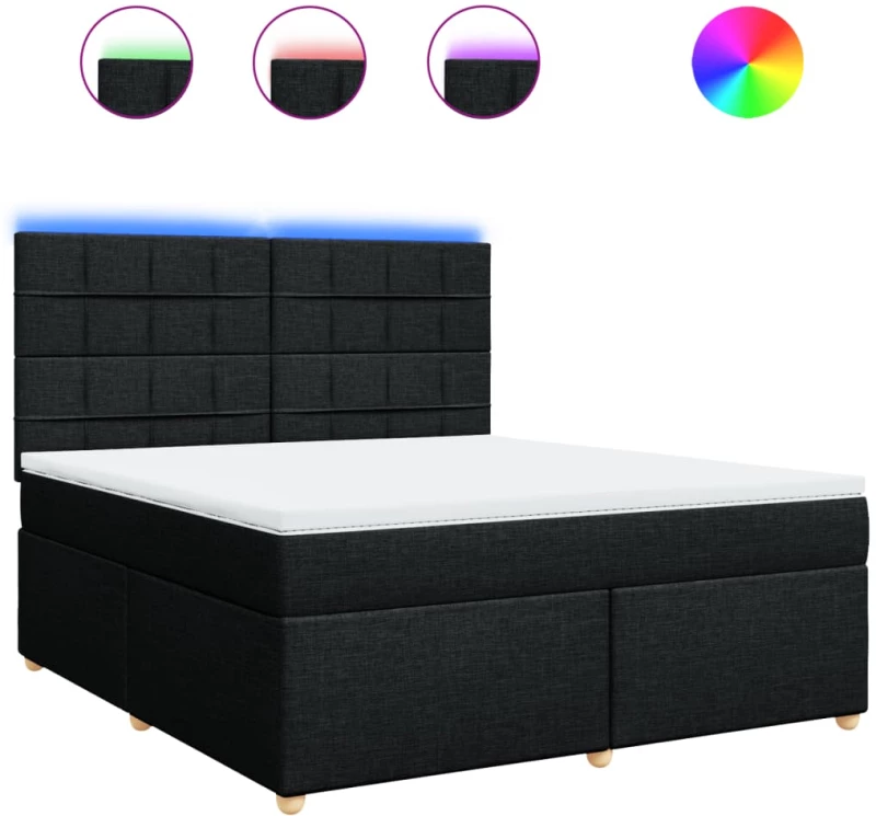 vidaXL Κρεβάτι Boxspring με Στρώμα Μαύρο 180x200 εκ. Υφασμάτινο