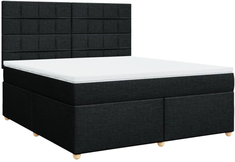 vidaXL Κρεβάτι Boxspring με Στρώμα Μαύρο 180x200 εκ. Υφασμάτινο