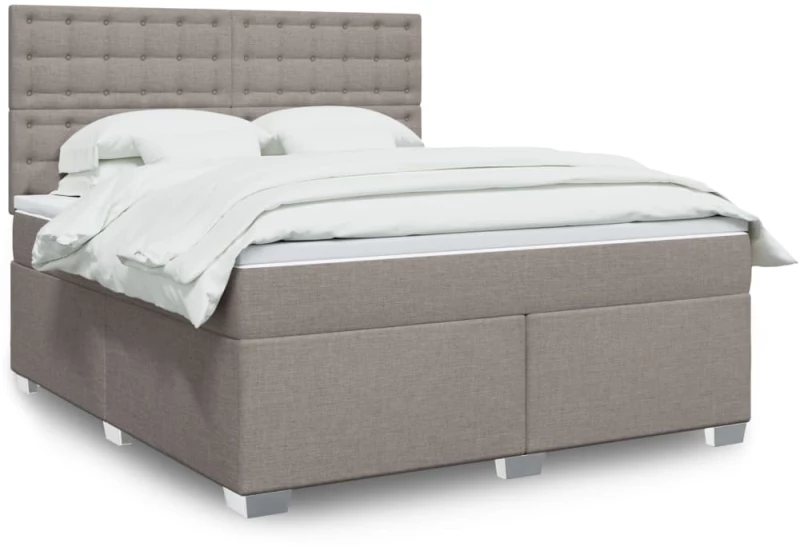 vidaXL Κρεβάτι Boxspring με Στρώμα Taupe 180x200 εκ. Υφασμάτινο