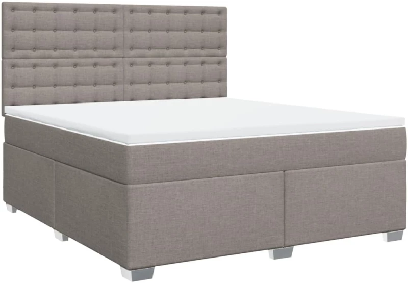 vidaXL Κρεβάτι Boxspring με Στρώμα Taupe 180x200 εκ. Υφασμάτινο