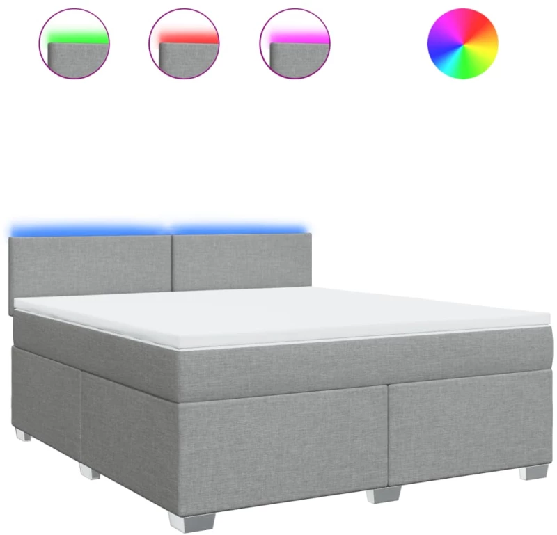 vidaXL Κρεβάτι Boxspring με Στρώμα Ανοιχτό Γκρι 180x200 εκ. Υφασμάτινο