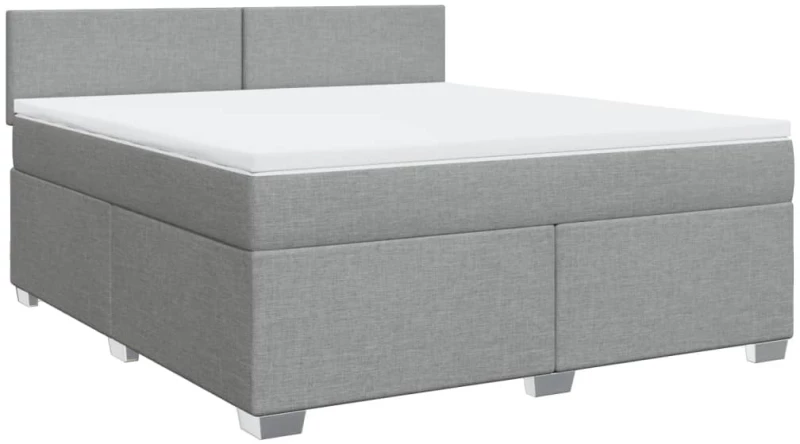 vidaXL Κρεβάτι Boxspring με Στρώμα Ανοιχτό Γκρι 180x200 εκ. Υφασμάτινο
