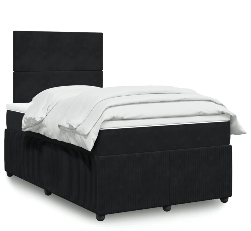 vidaXL Κρεβάτι Boxspring με Στρώμα Μαύρο 120x190 εκ. Βελούδινο