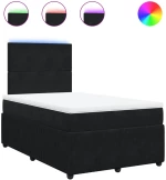 vidaXL Κρεβάτι Boxspring με Στρώμα Μαύρο 120x190 εκ. Βελούδινο