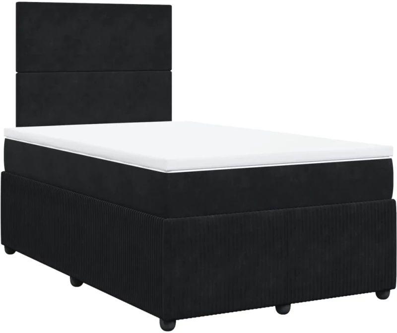 vidaXL Κρεβάτι Boxspring με Στρώμα Μαύρο 120x190 εκ. Βελούδινο