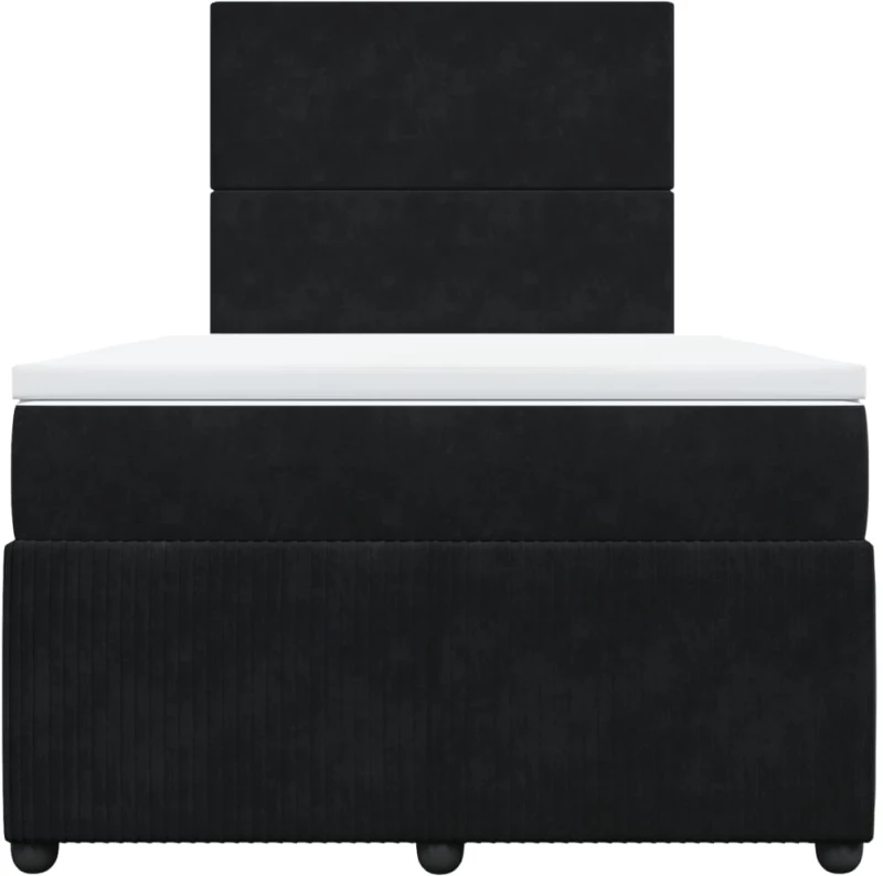 vidaXL Κρεβάτι Boxspring με Στρώμα Μαύρο 120x190 εκ. Βελούδινο