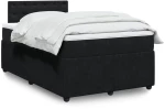 vidaXL Κρεβάτι Boxspring με Στρώμα Μαύρο 120x190 εκ. Βελούδινο