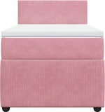 vidaXL Κρεβάτι Boxspring με Στρώμα Ροζ 90x200 εκ. Βελούδινο