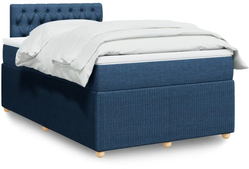 vidaXL Κρεβάτι Boxspring με Στρώμα Μπλε 120x200 εκ. Υφασμάτινο