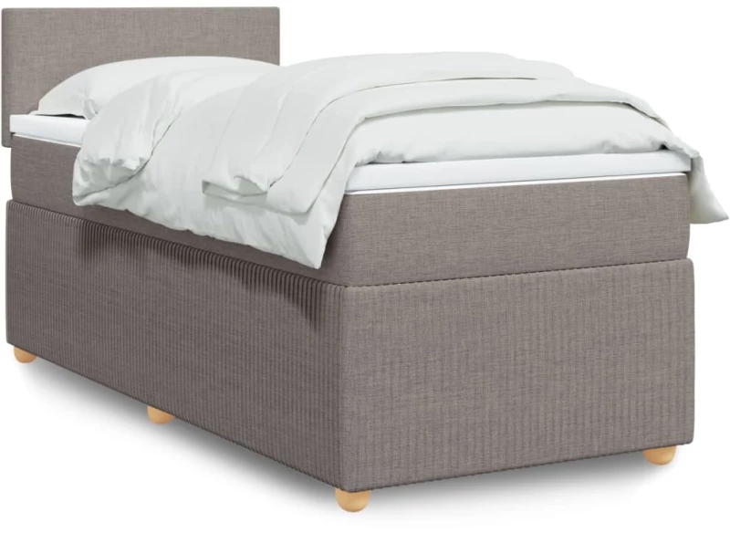 vidaXL Κρεβάτι Boxspring με Στρώμα Taupe 100 x 200 εκ. Υφασμάτινο