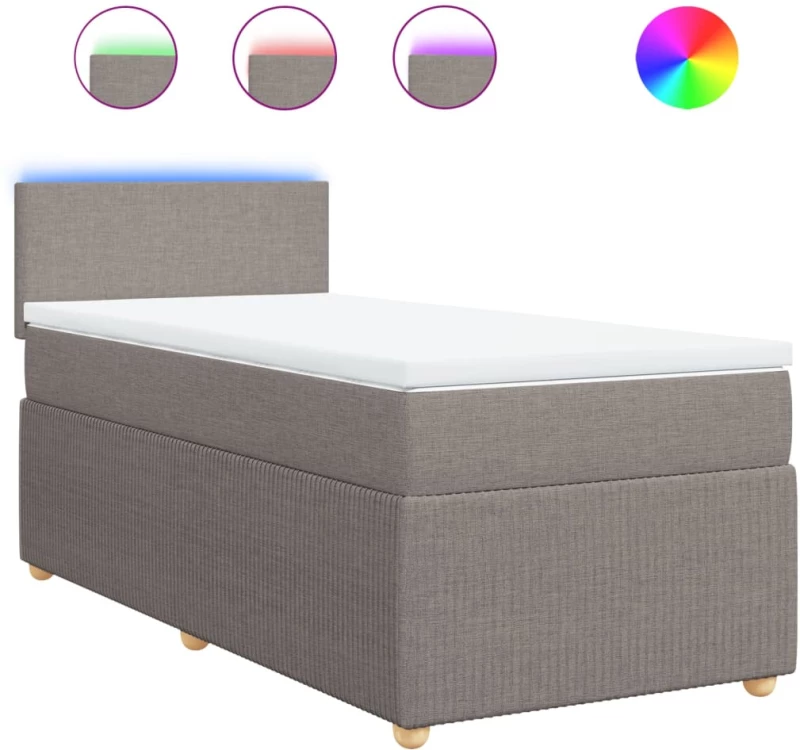 vidaXL Κρεβάτι Boxspring με Στρώμα Taupe 100 x 200 εκ. Υφασμάτινο