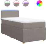 vidaXL Κρεβάτι Boxspring με Στρώμα Taupe 100 x 200 εκ. Υφασμάτινο