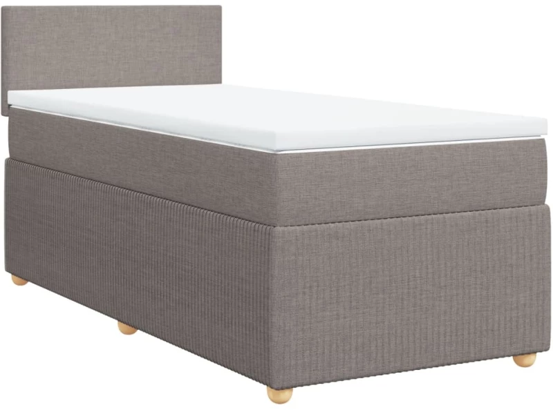 vidaXL Κρεβάτι Boxspring με Στρώμα Taupe 100 x 200 εκ. Υφασμάτινο