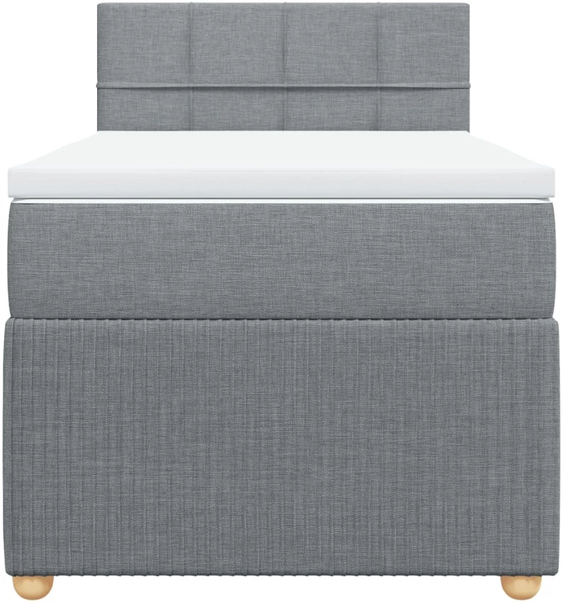 vidaXL Κρεβάτι Boxspring με Στρώμα Ανοιχτό Γκρι 90x200 εκ. Υφασμάτινο
