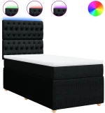 vidaXL Κρεβάτι Boxspring με Στρώμα Μαύρο 90x200 εκ. Υφασμάτινο