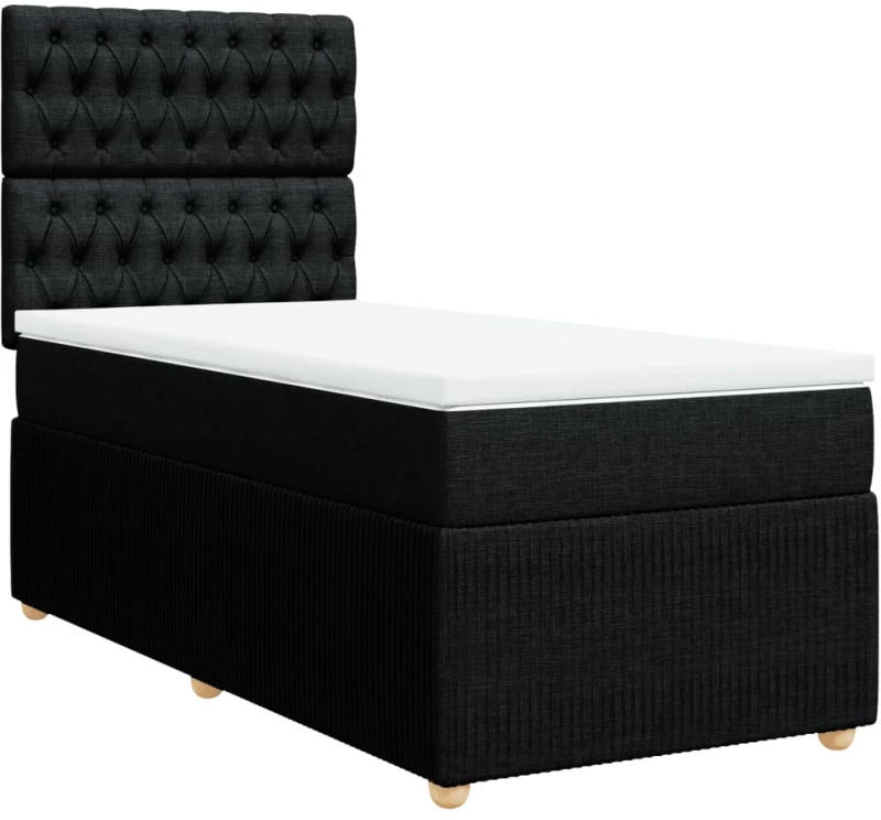 vidaXL Κρεβάτι Boxspring με Στρώμα Μαύρο 90x200 εκ. Υφασμάτινο
