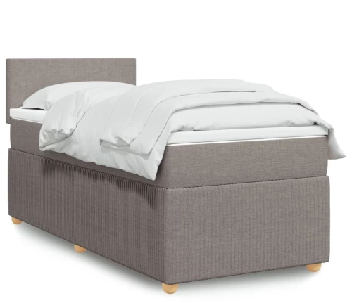 vidaXL Κρεβάτι Boxspring με Στρώμα Taupe 100 x 200 εκ. Υφασμάτινο