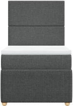 vidaXL Κρεβάτι Boxspring με Στρώμα Σκούρο Γκρι 90x200 εκ. Υφασμάτινο