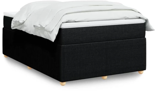 vidaXL Κρεβάτι Boxspring με Στρώμα Μαύρο 120x200 εκ. Υφασμάτινο