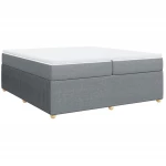 vidaXL Κρεβάτι Boxspring με Στρώμα Ανοιχτό Γκρι 200x200 εκ. Υφασμάτινο