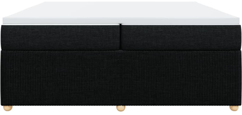 vidaXL Κρεβάτι Boxspring με Στρώμα Μαύρο 200x200 εκ. Υφασμάτινο