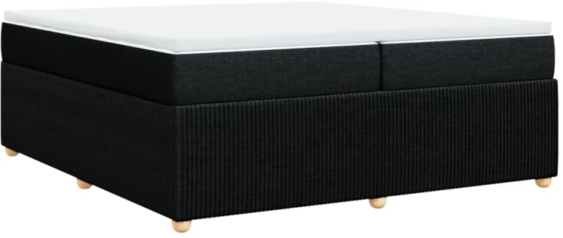 vidaXL Κρεβάτι Boxspring με Στρώμα Μαύρο 200x200 εκ. Υφασμάτινο
