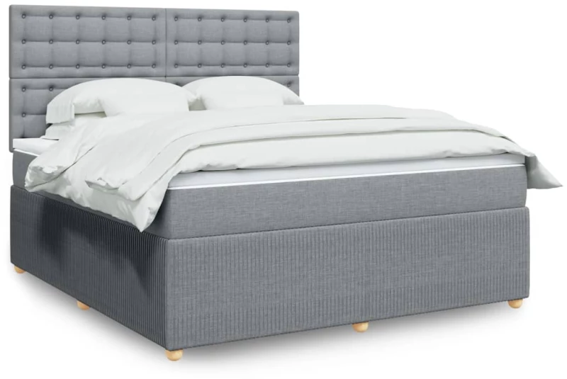 vidaXL Κρεβάτι Boxspring με Στρώμα Ανοιχτό Γκρι 180x200 εκ. Υφασμάτινο