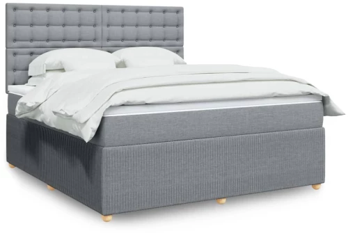 vidaXL Κρεβάτι Boxspring με Στρώμα Ανοιχτό Γκρι 180x200 εκ. Υφασμάτινο