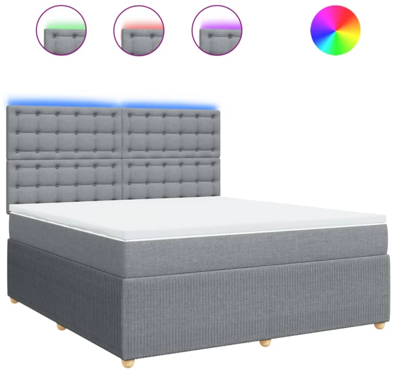 vidaXL Κρεβάτι Boxspring με Στρώμα Ανοιχτό Γκρι 180x200 εκ. Υφασμάτινο