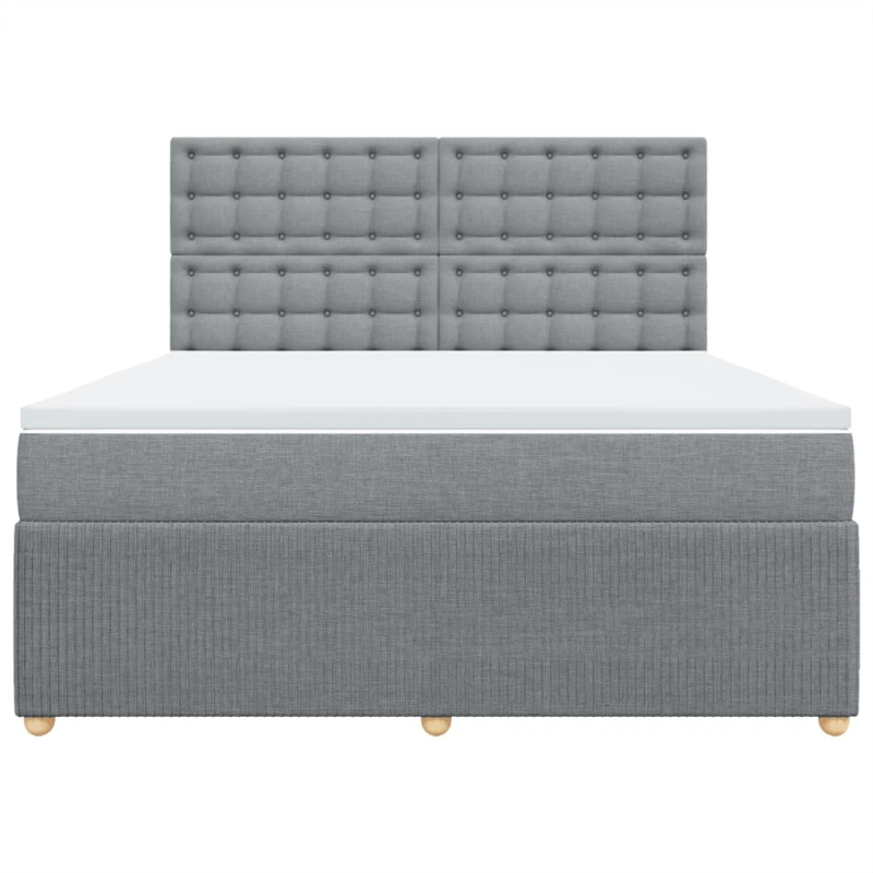 vidaXL Κρεβάτι Boxspring με Στρώμα Ανοιχτό Γκρι 180x200 εκ. Υφασμάτινο